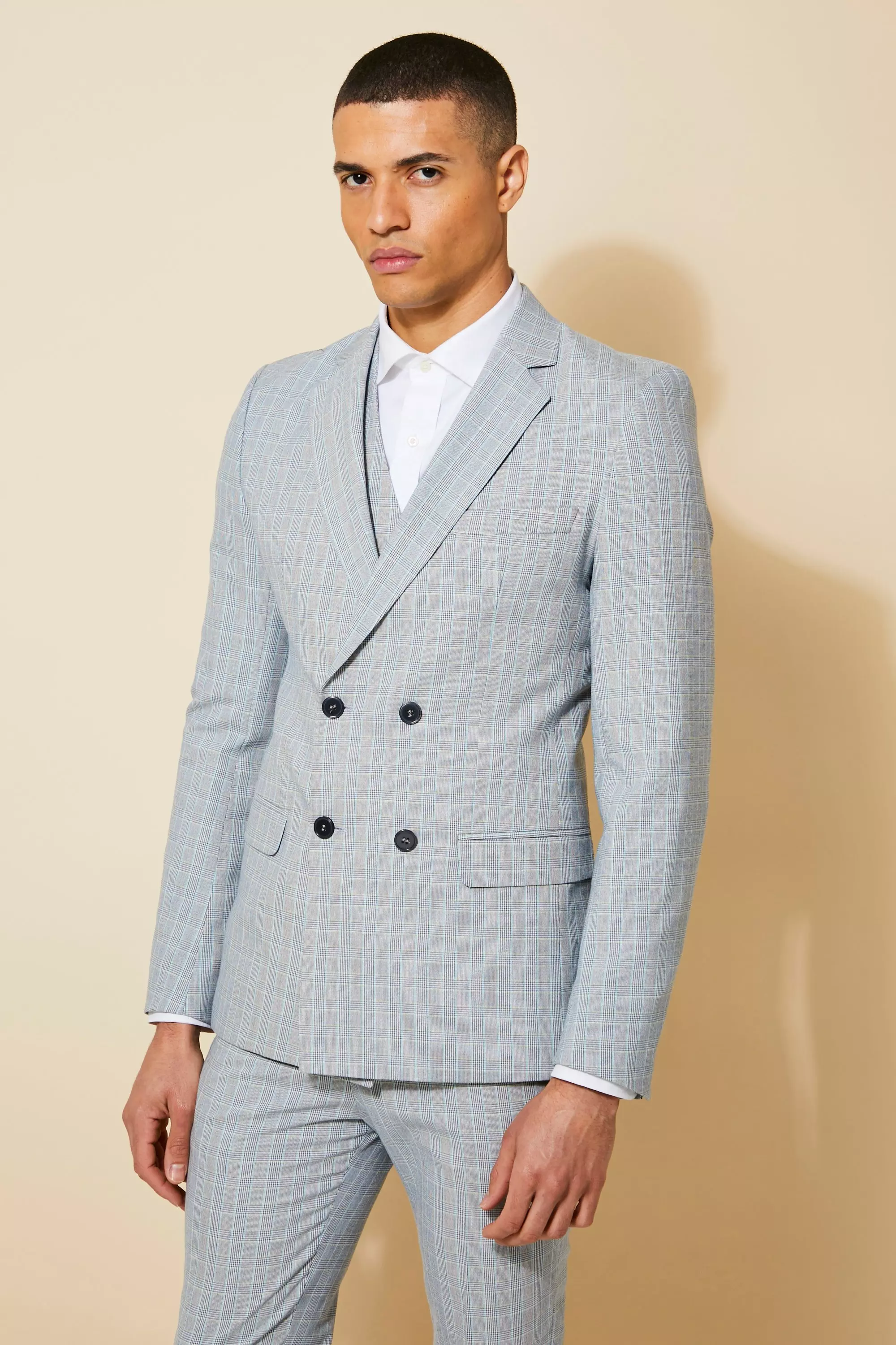 Skinny Double Breasted Suit Jacket